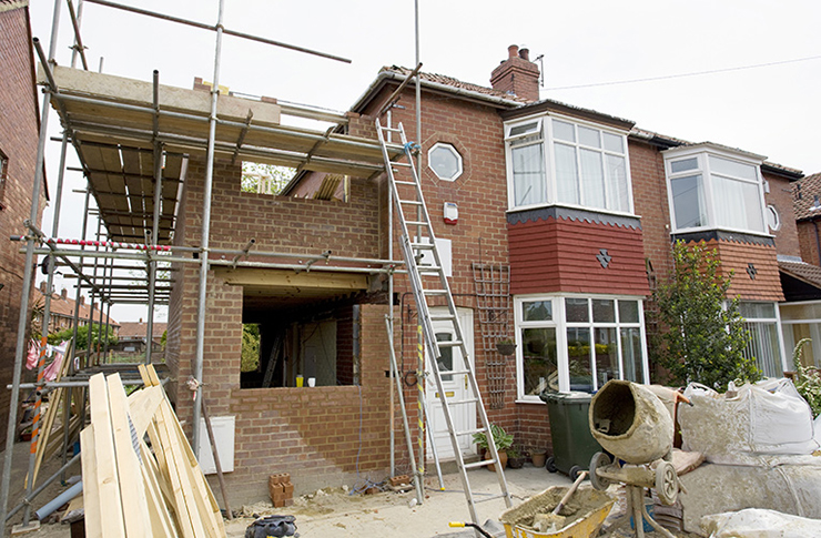 Picture of a side extension being built on a property