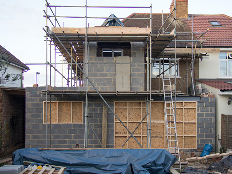 Picture of a double-storey home extension being built