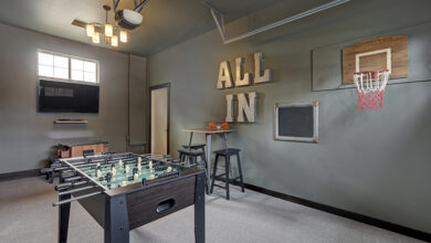 Picture of a garage conversion turned into a games room