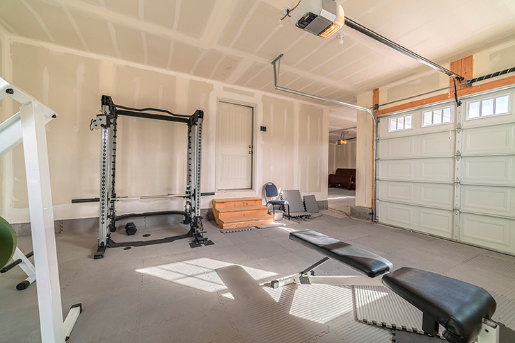 Picture of a garage converted into a home gym
