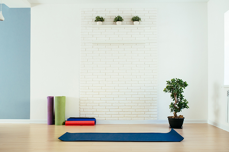 Picture of a room with yoga equipment 