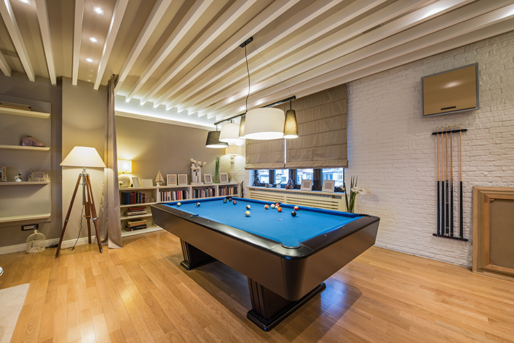 Picture of a games room with pool table