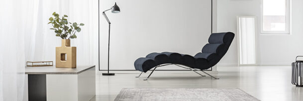 Picture of a black chaise lounge with white background