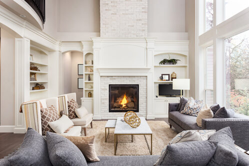 Picture of a living room and fireplace