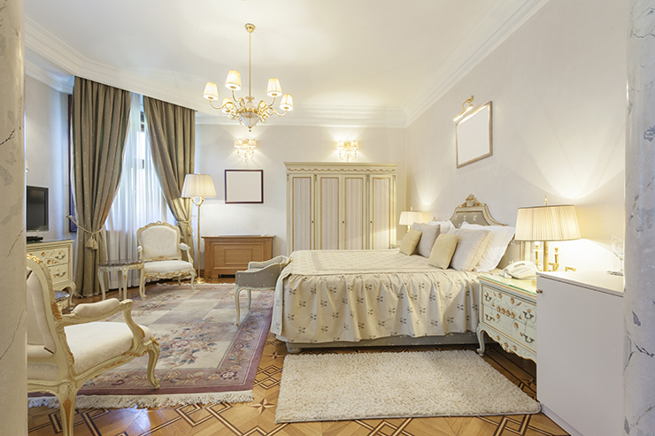 Picture of a bedroom designed using French interior decor