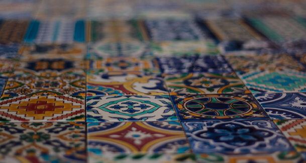 Picture of patterned tiles up close