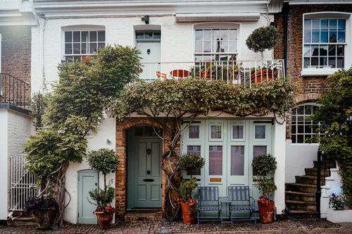 Picture of the front of a house in a mews 