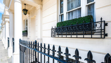 Picture of a metal gate railing for white painted home