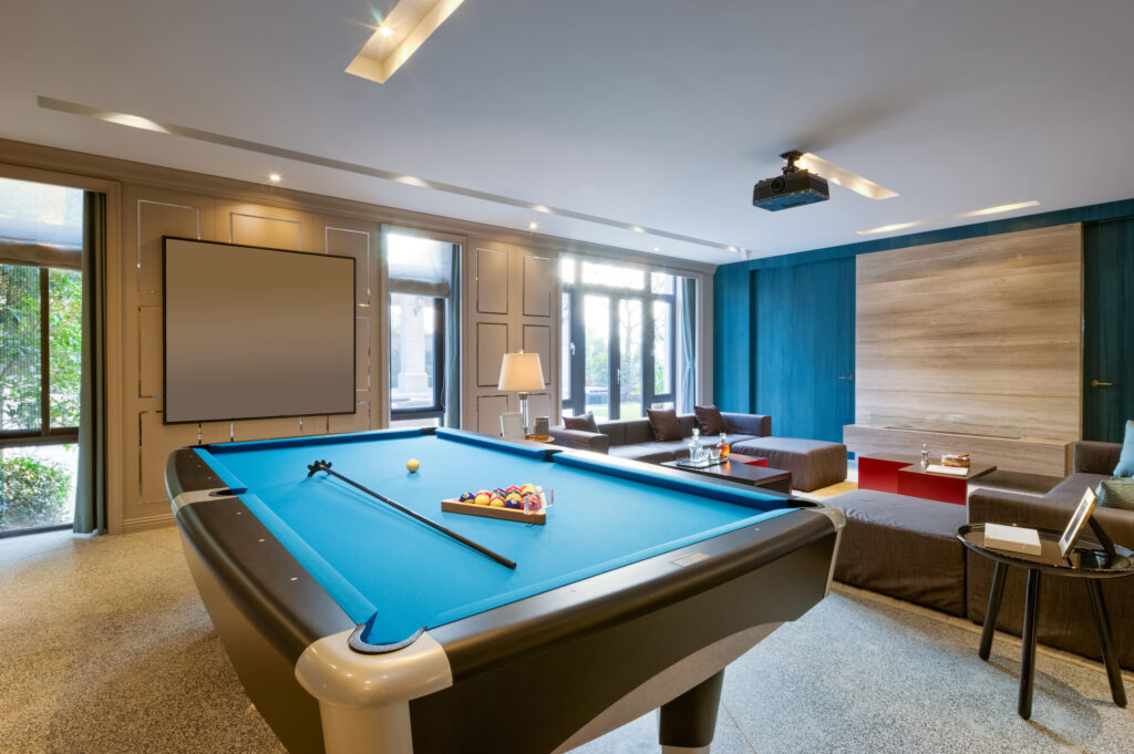 Picture of a games room with billiard table