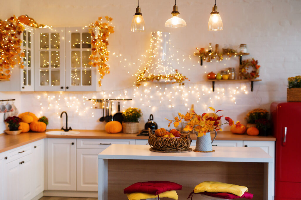 Picture of a kitchen with autumnal decor