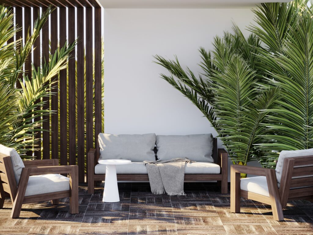 Picture of a outdoor seating area with plants
